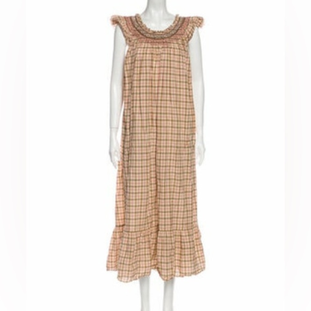 Doen Plaid long cotton dress
